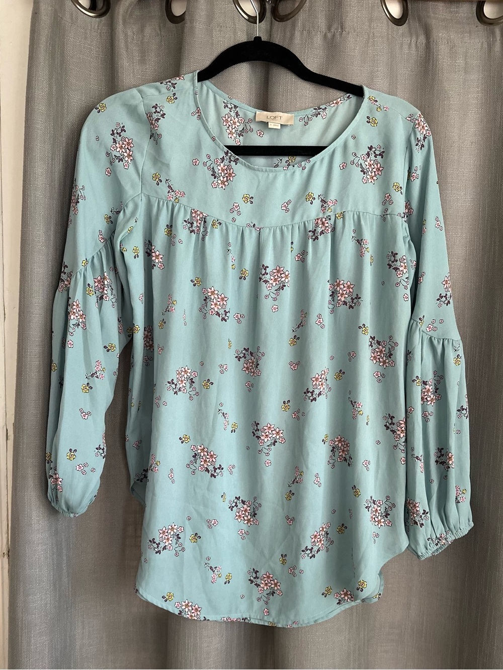 LOFT Women's Teal Floral Blouse